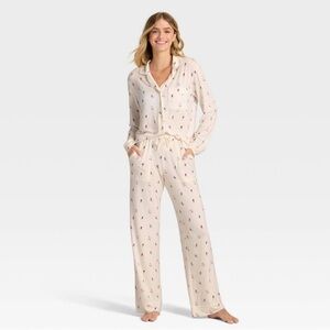 Women's Cloud Knit Pajama Set - Auden™ Cream Skiers XS